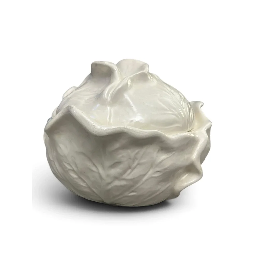 Vintage 1970s Holland Mold White Cabbage Head Covered Serving Bowl / Tureen